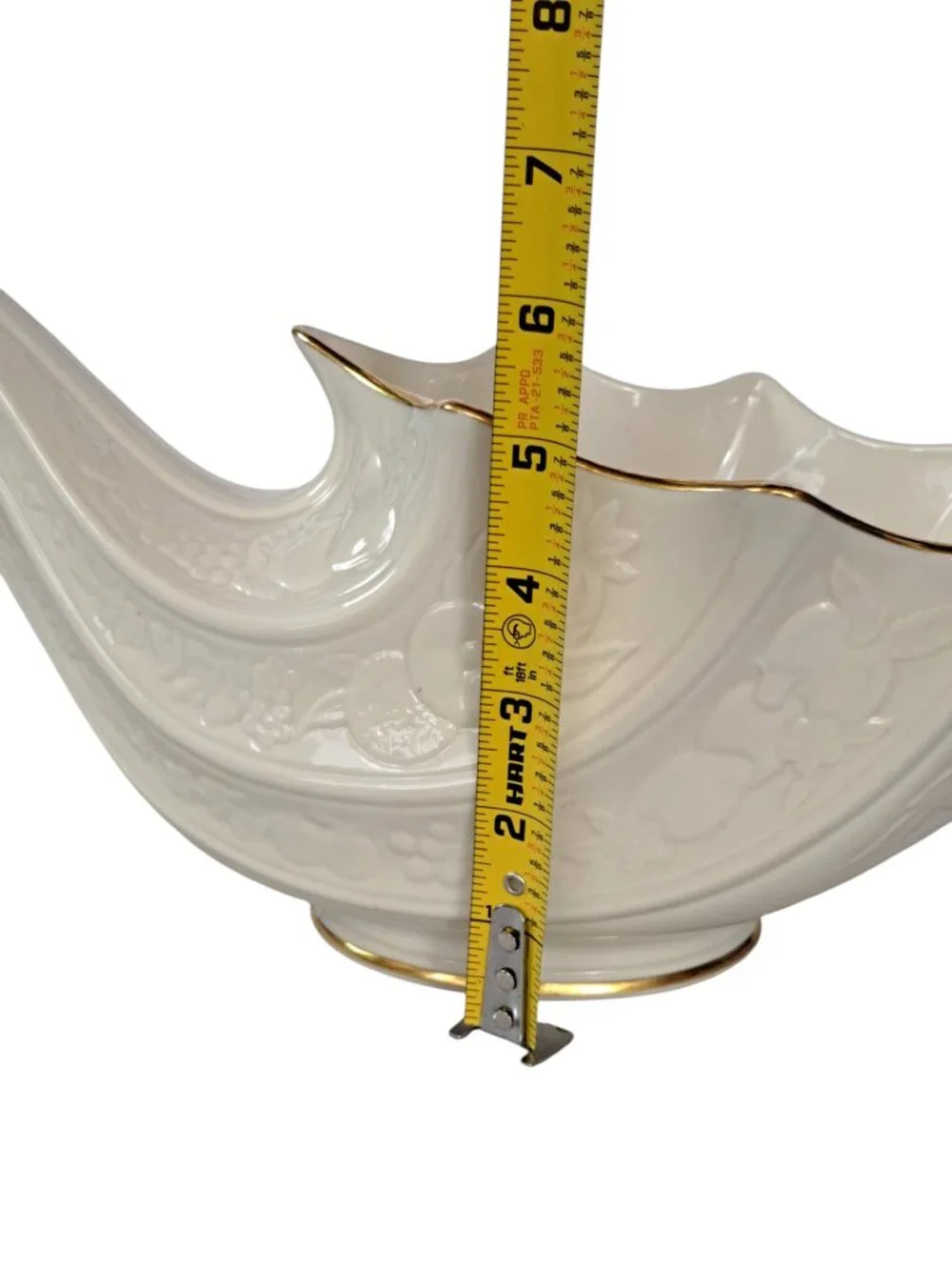 Lenox “Fruits of Life” Cornucopia – Fine Ivory China Centerpiece w/ Gold Trim